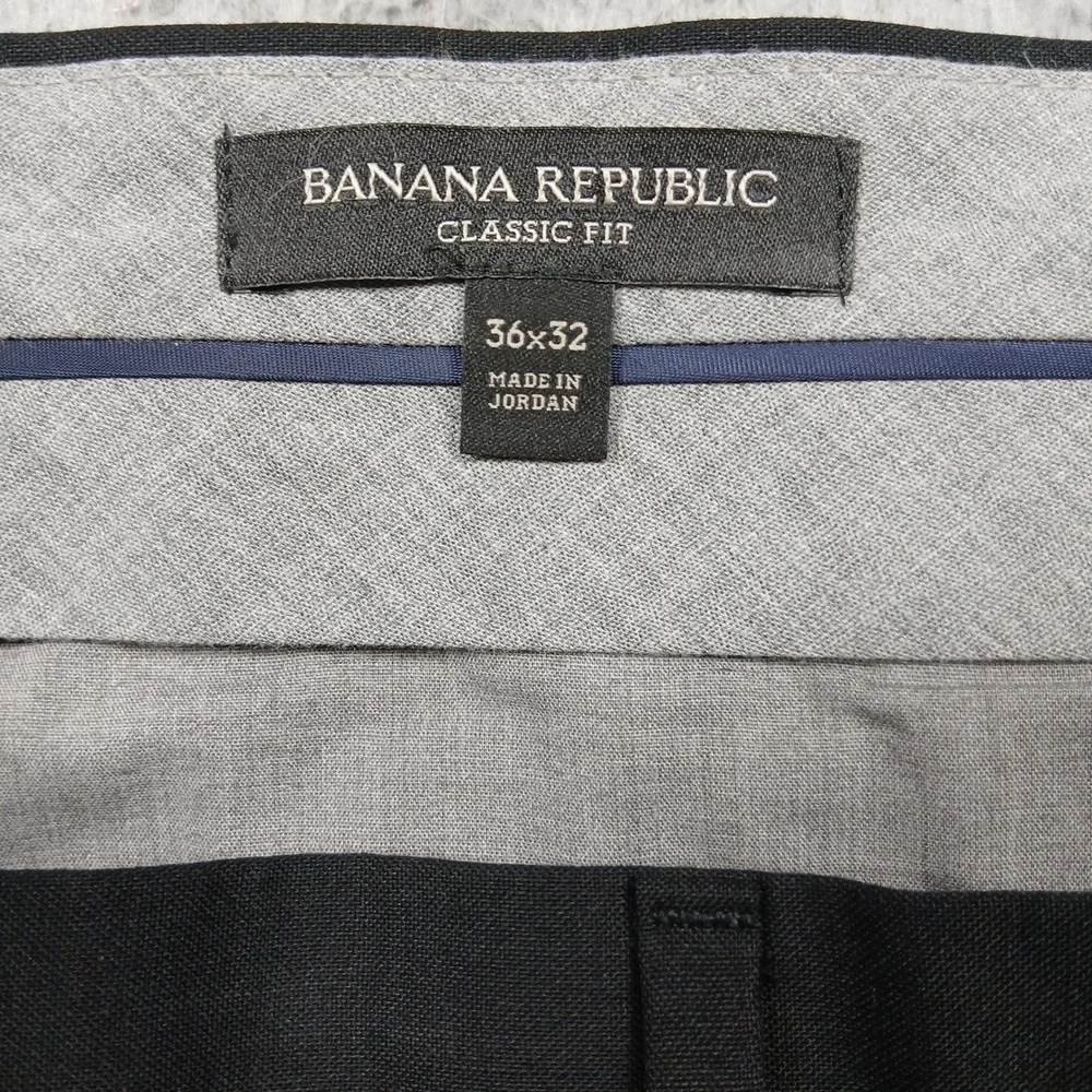 Banana Republic Dress Pants Mens 36x32 Black Classic‎ Fit Wool Blend